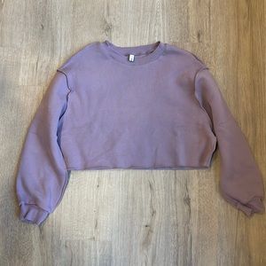 Womens Cut Off Inside Out Cropped Purple Sweatshirt